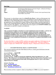 Transceiver: FDA letter 
